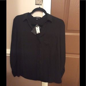 NWT black buttondown blouse